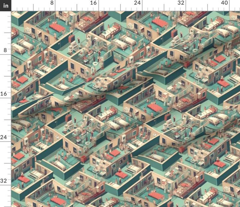 Green Hospital Wards Fabric design