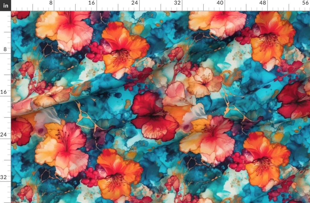 Hawaiian Alcohol Ink Fabric design