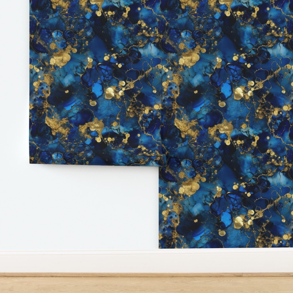 Lapis Lazuli and Gold Alcohol Ink 3 Wallpaper design