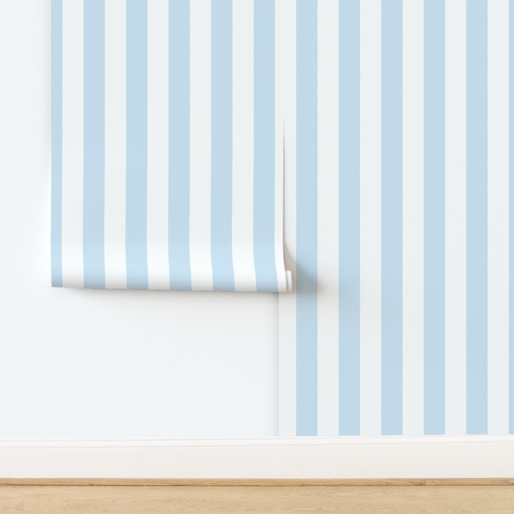 Merry Bright Pastel Blue and White Vertical 3 inch Big Top Circus Wallpaper design