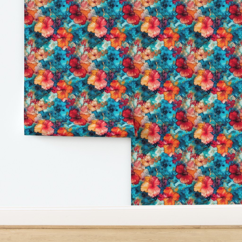 Small Hawaiian Alcohol Ink Wallpaper design