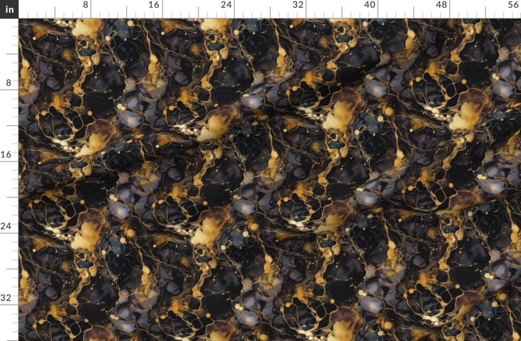 Small Black and Gold Alcohol Ink 2 Fabric design