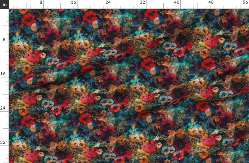 Small Japanese Alcohol Ink Fabric design