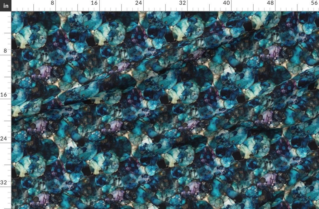 Small Moonstone and Gold Alcohol Ink 2 Fabric design