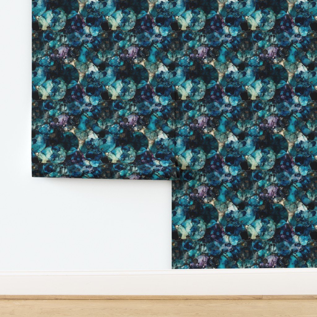 Small Moonstone and Gold Alcohol Ink 2 Wallpaper design
