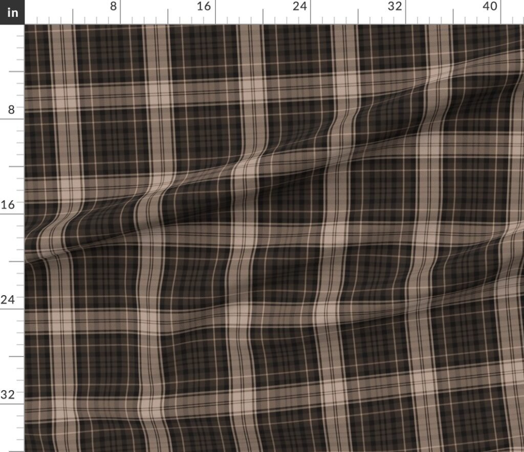Dress Gordon Scottish Tartan Weave in Muted Faded Natural Brown Fabric design