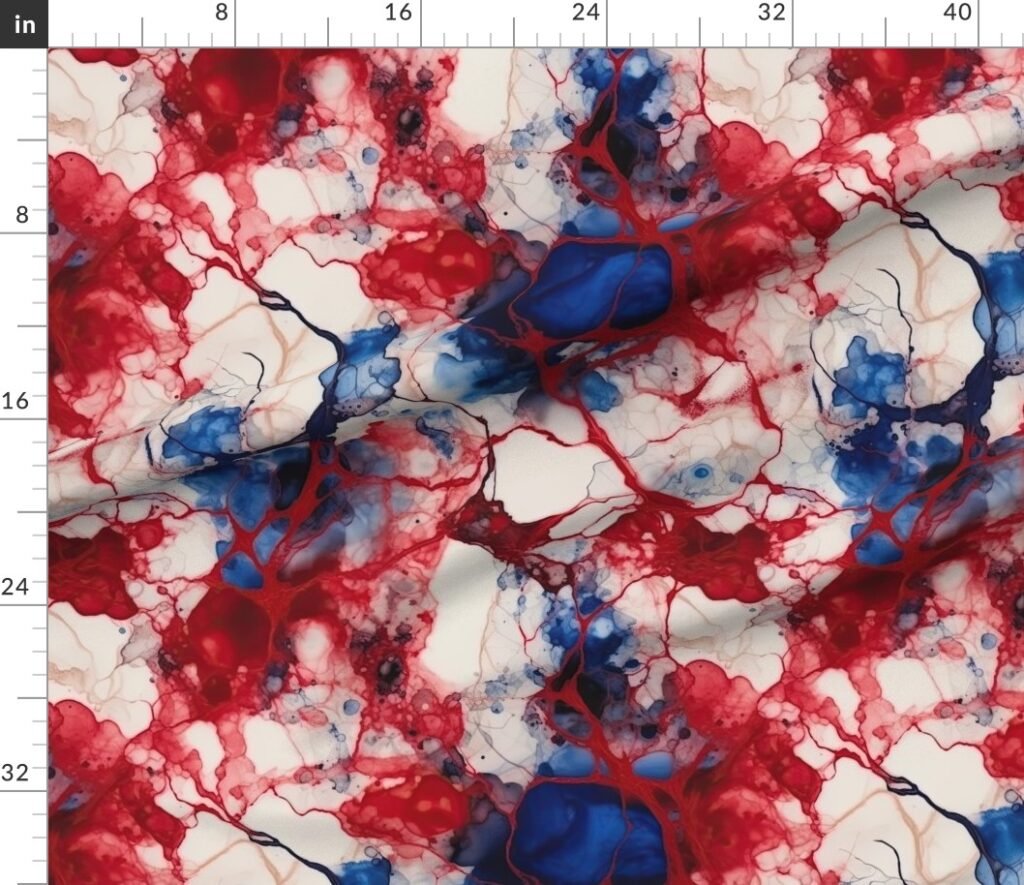 Red White and Blue Alcohol Ink UK Patriotic Flag Colors Alcohol Ink Fabric design