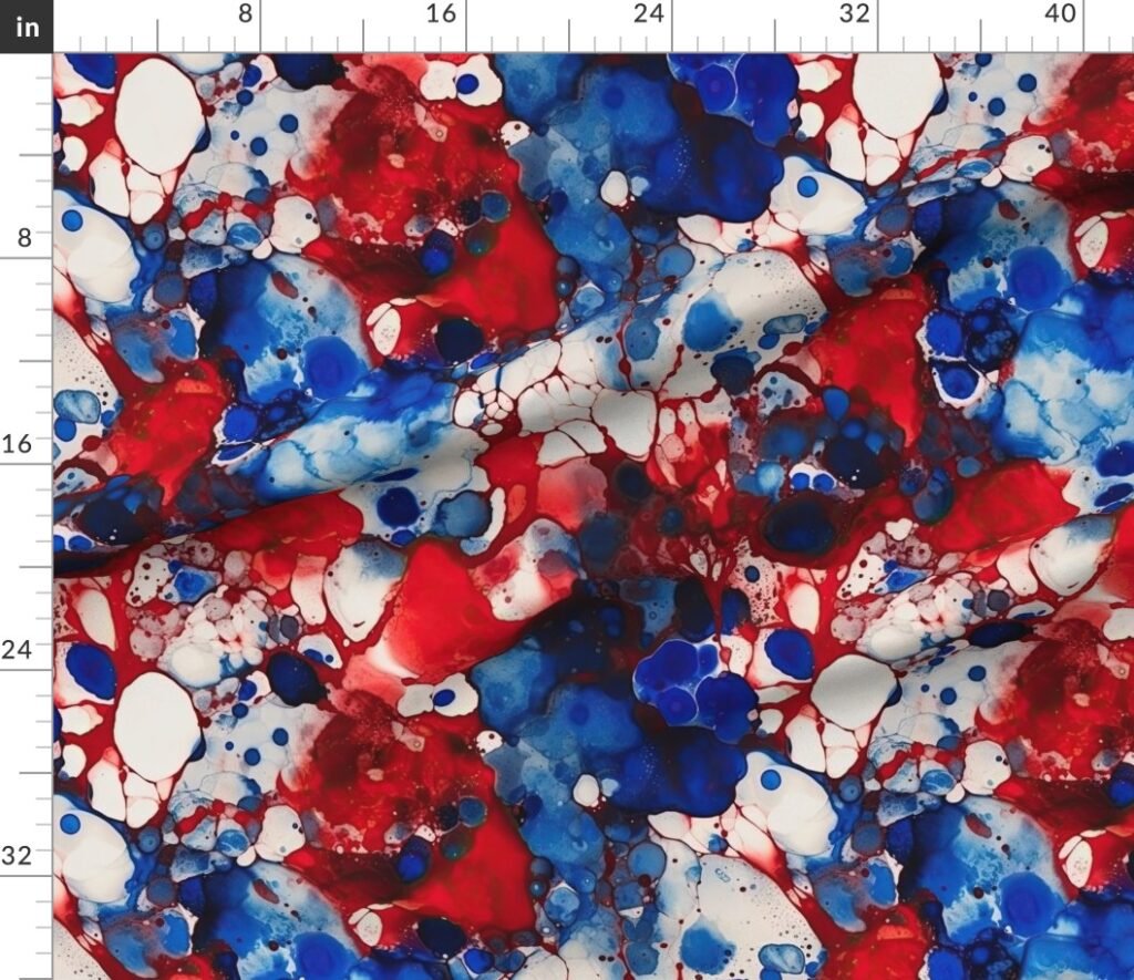 Red White and Blue Alcohol Ink France Patriotic Flag Colors Alcohol Fabric design