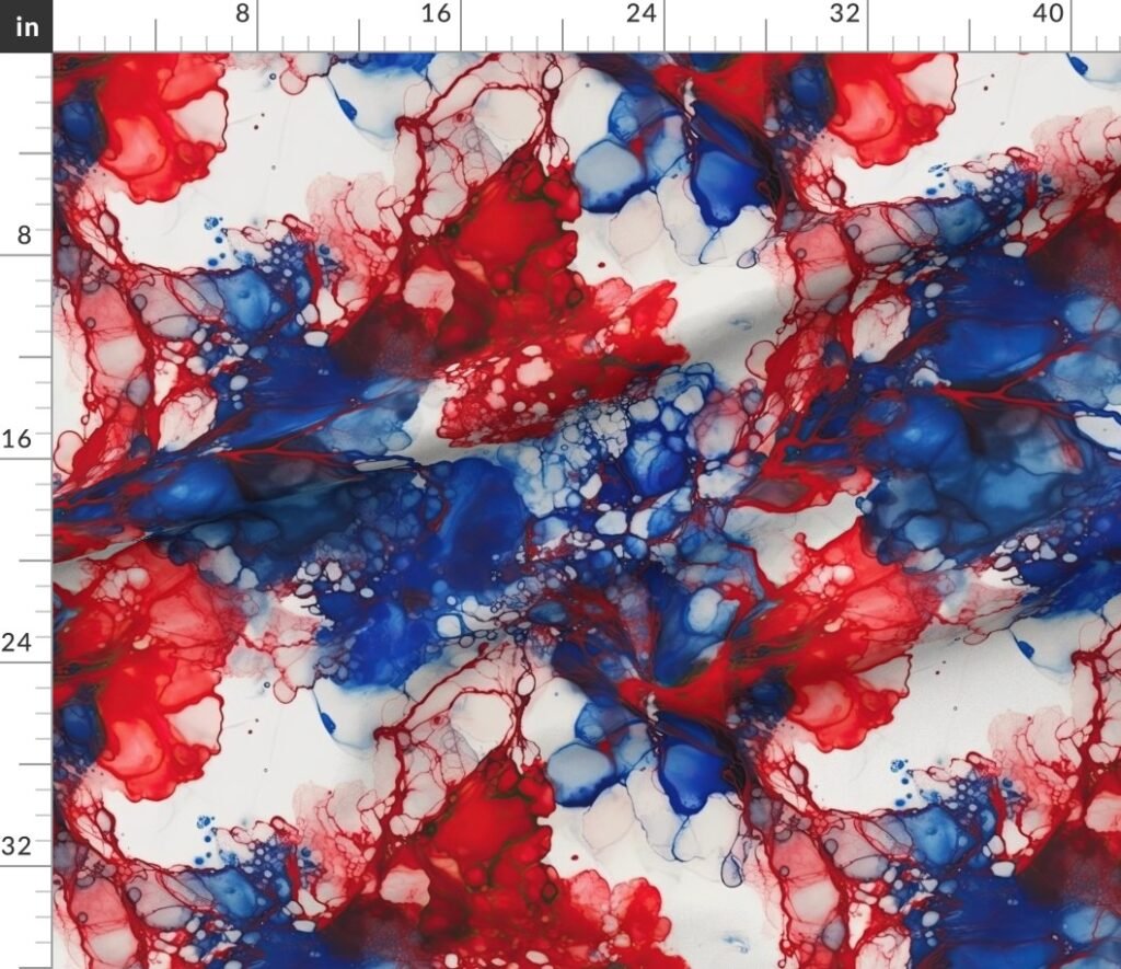 Red White and Blue Alcohol Ink American Patriotic Flag Colors Alcohol Ink Fabric design