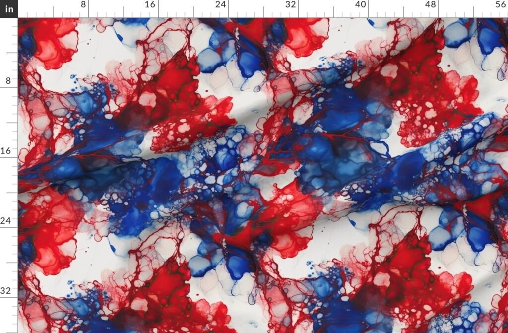 Red White and Blue Alcohol Ink American Patriotic Flag Colors Alcohol Fabric design