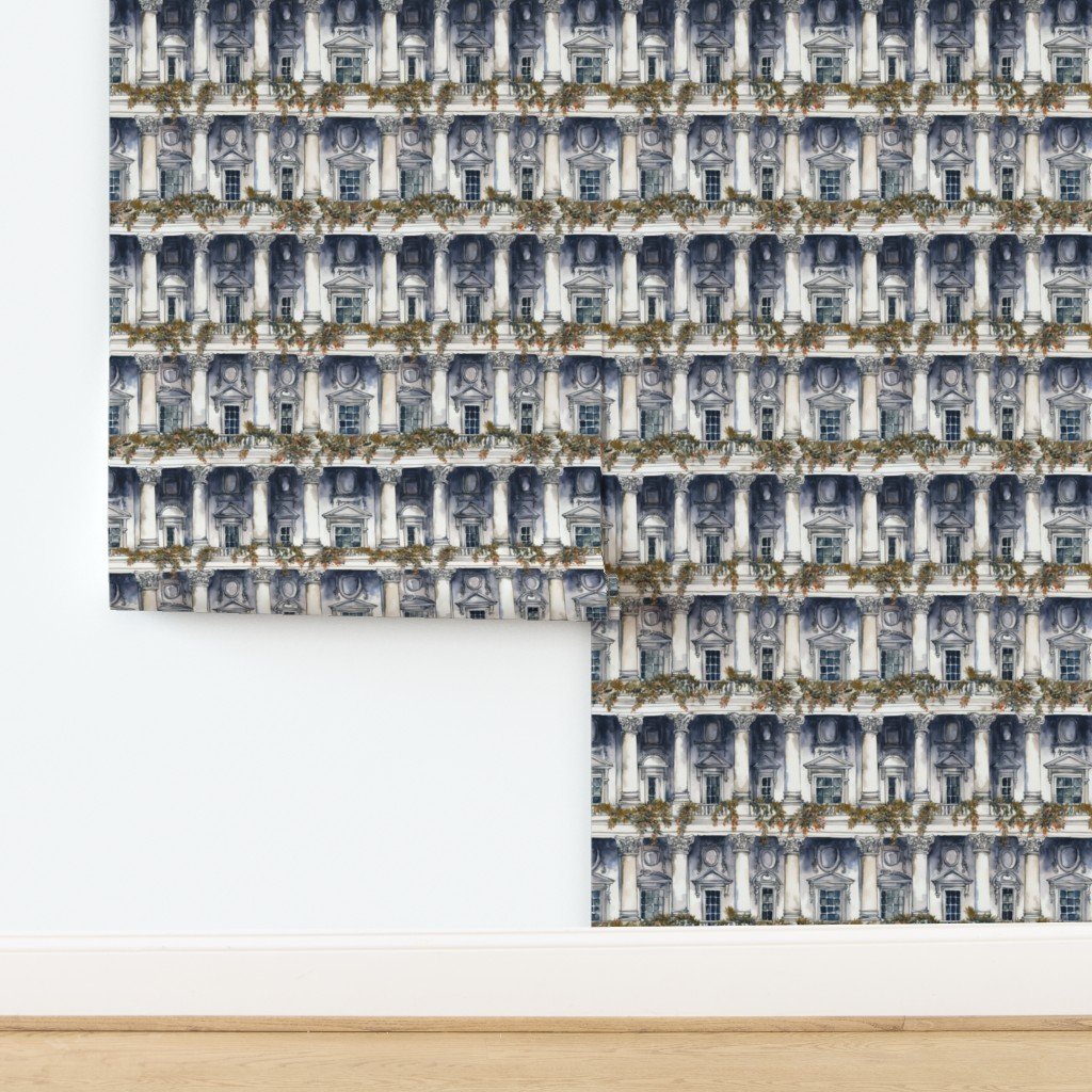 White House Architectural Detail in Windows Columns Doors and Wallpaper design