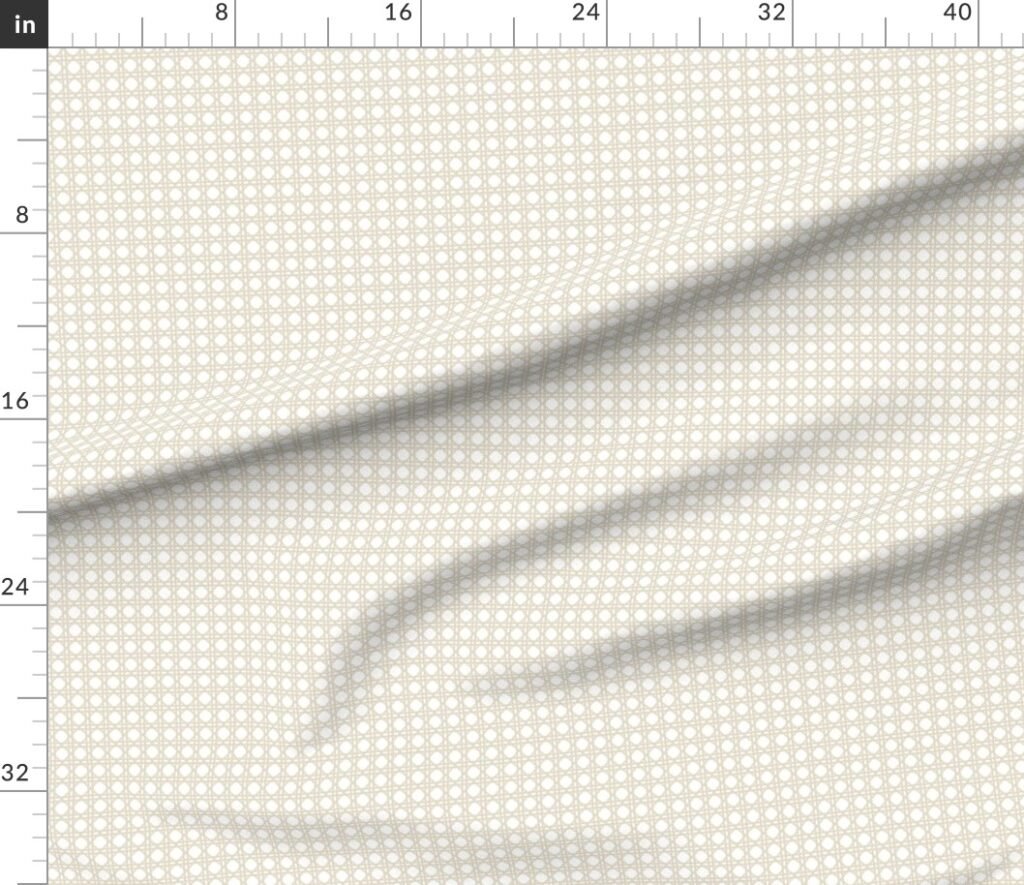 Cream on White Rattan Caning Pattern Fabric design
