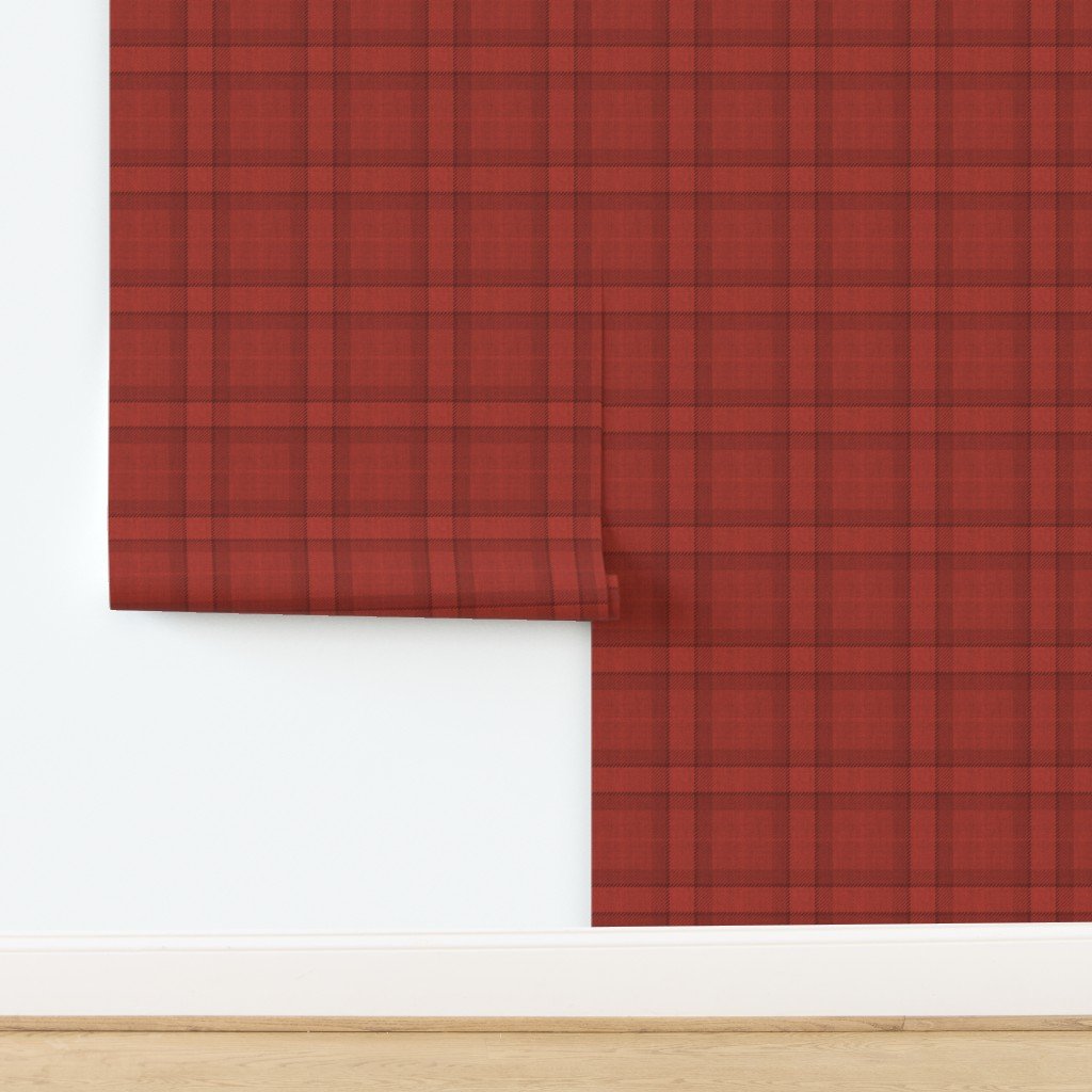 Red Vermillion Vintage Christmas Tartan Plaid Wallpaper design