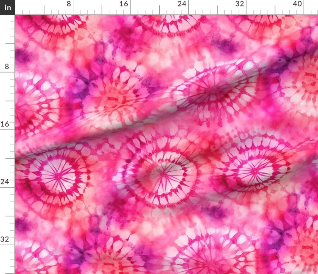 Jumbo Tie Dye Reddish Pink and Purple Circling Swirls Fabric design