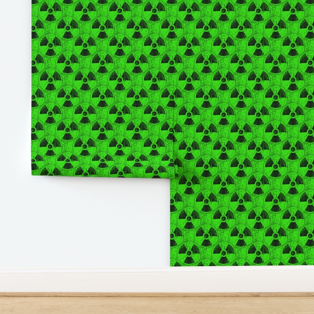 Green and Black Radioactive Hazmat Grunge Pattern Wallpaper design
