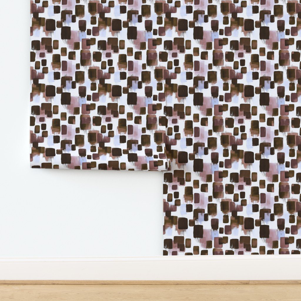 Abstract Earthy Brushstroke Blocks in Brown and Mauve Wallpaper design