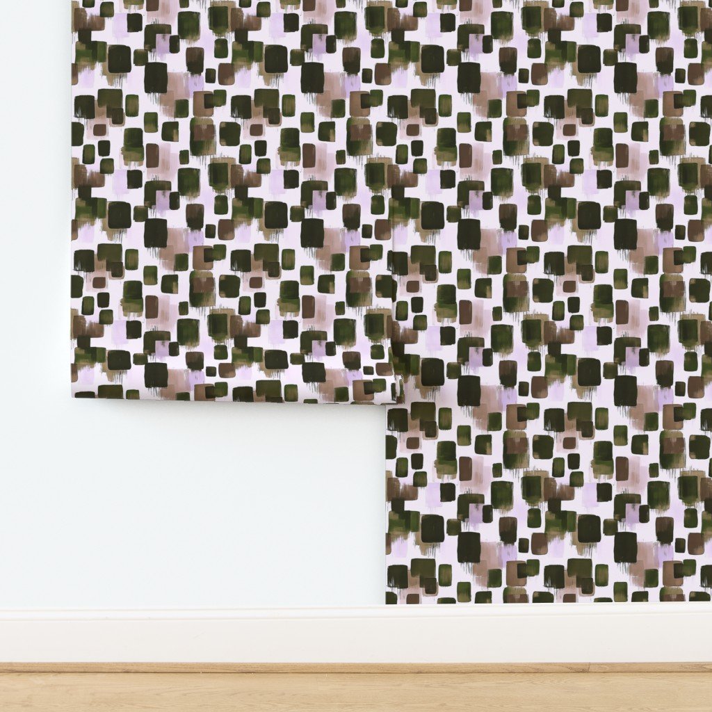 Abstract Earthy Brushstroke Blocks in Green and Brown Wallpaper design