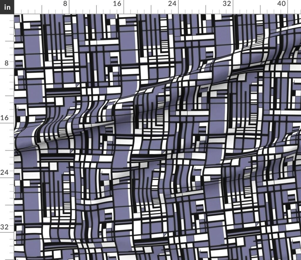 Periwinkle Modernist City Blocks Geometric Pattern Fabric design