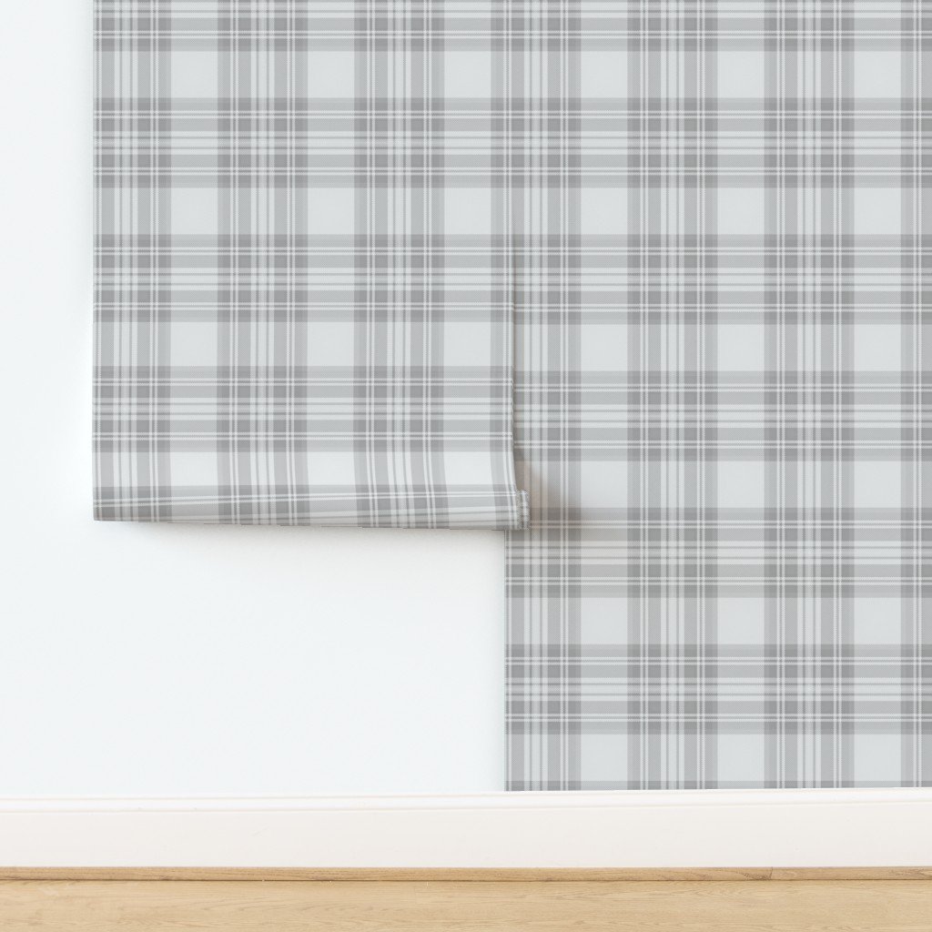 Ash Grey Cool Large Traditional Tartan Plaid Pattern Wallpaper design