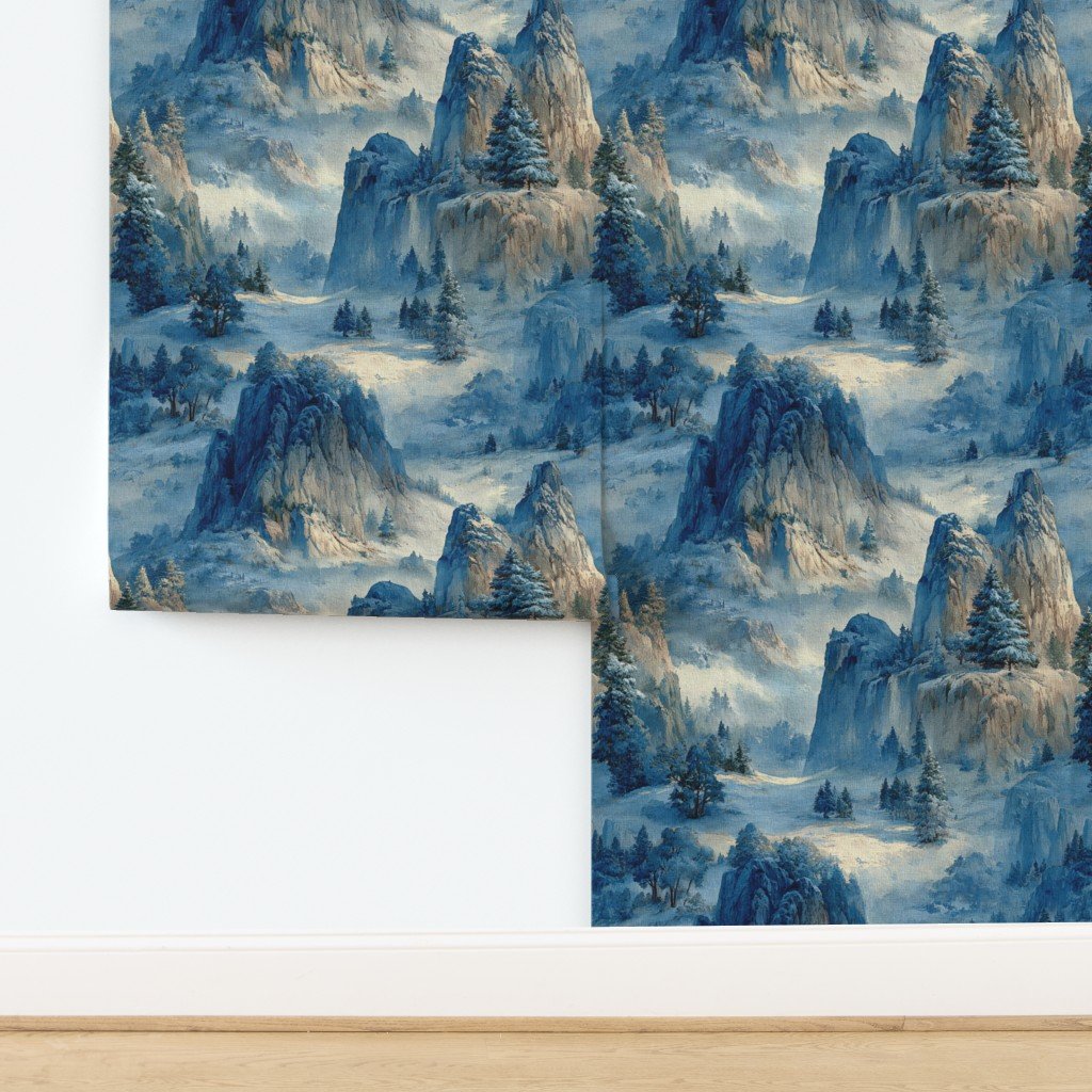 Yosemite National Park Winter Christmas Watercolor Scenic Landscape Wallpaper design
