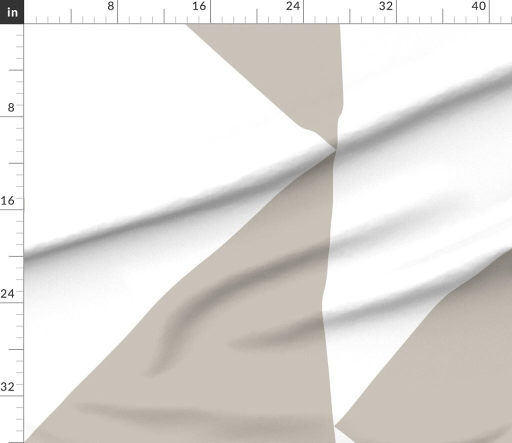 Bold Greige and White Oversized Geometric Triangle Wallpaper Fabric design