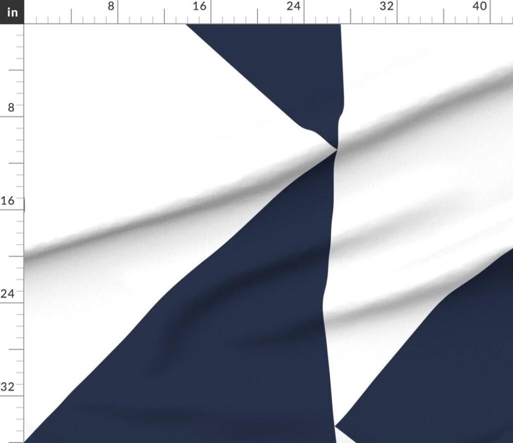 Bold Navy and White Oversized Geometric Triangle Fabric design