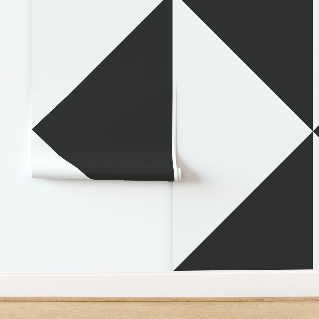 Bold Charcoal and White Oversized Geometric Diamond Wallpaper Wallpaper design