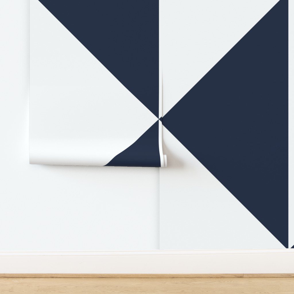 Bold Navy and White Oversized Geometric Diamond Wallpaper design