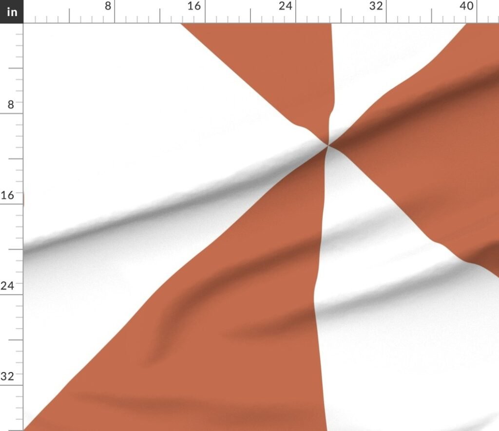 Bold Terracotta and White Oversized Geometric Diamond Fabric design