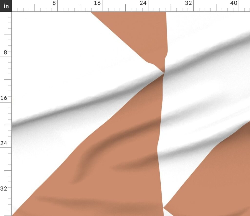 Bold Soft Clay and White Oversized Geometric Triangle Fabric design