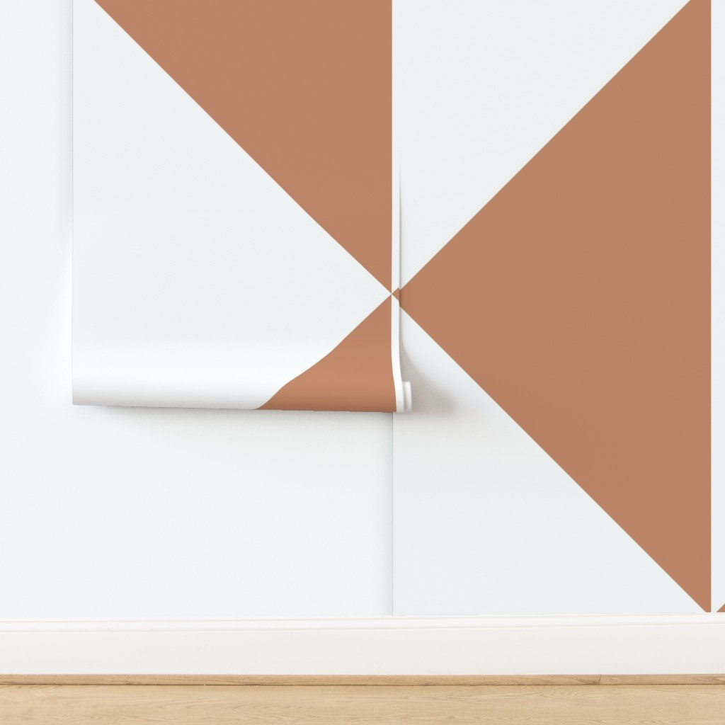 Bold Soft Clay and White Oversized Geometric Diamond Wallpaper design