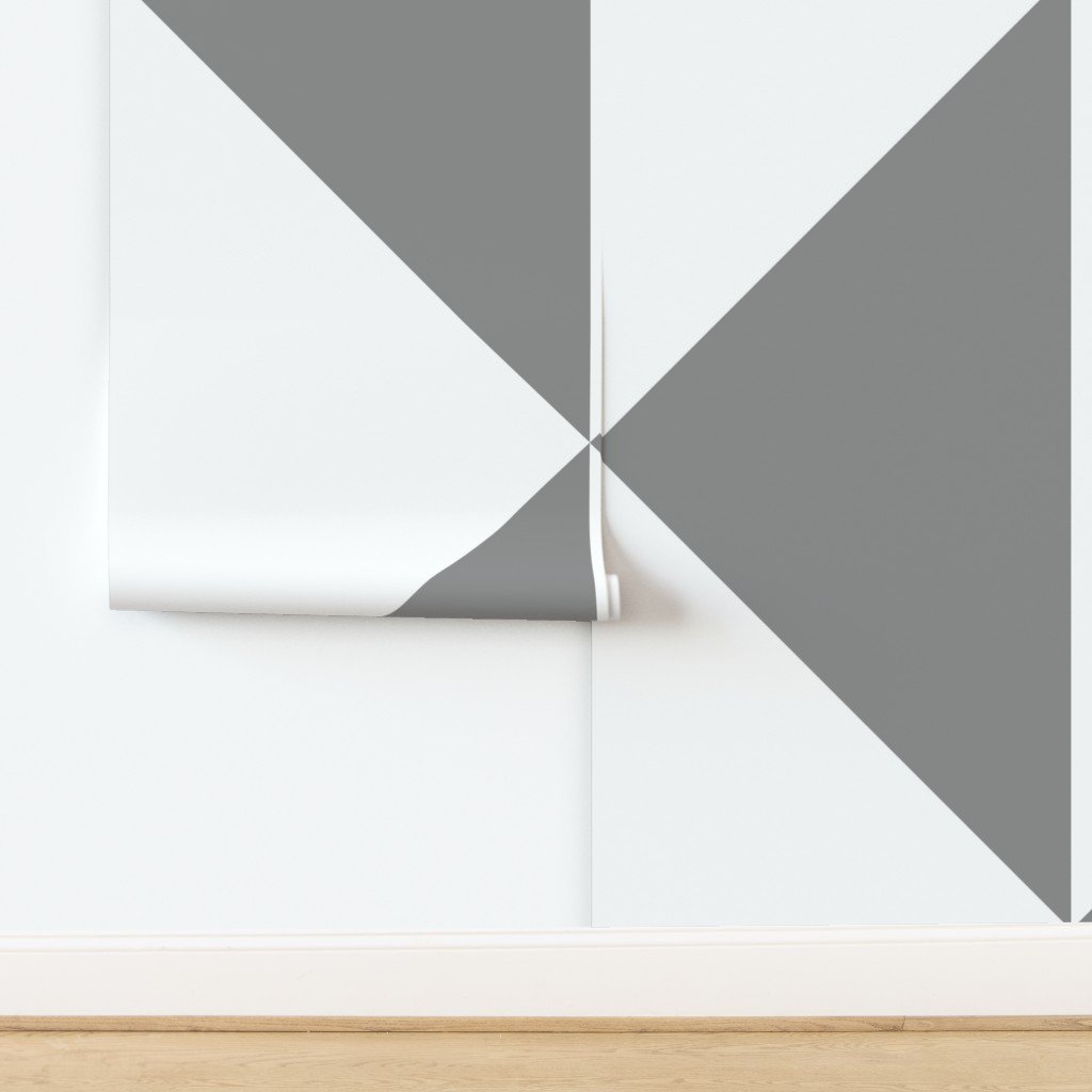 Bold Mid Gray and White Oversized Geometric Diamond Wallpaper design