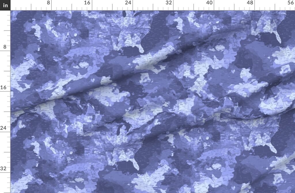 USA State Outline Navy Camouflage Repeat Fabric design