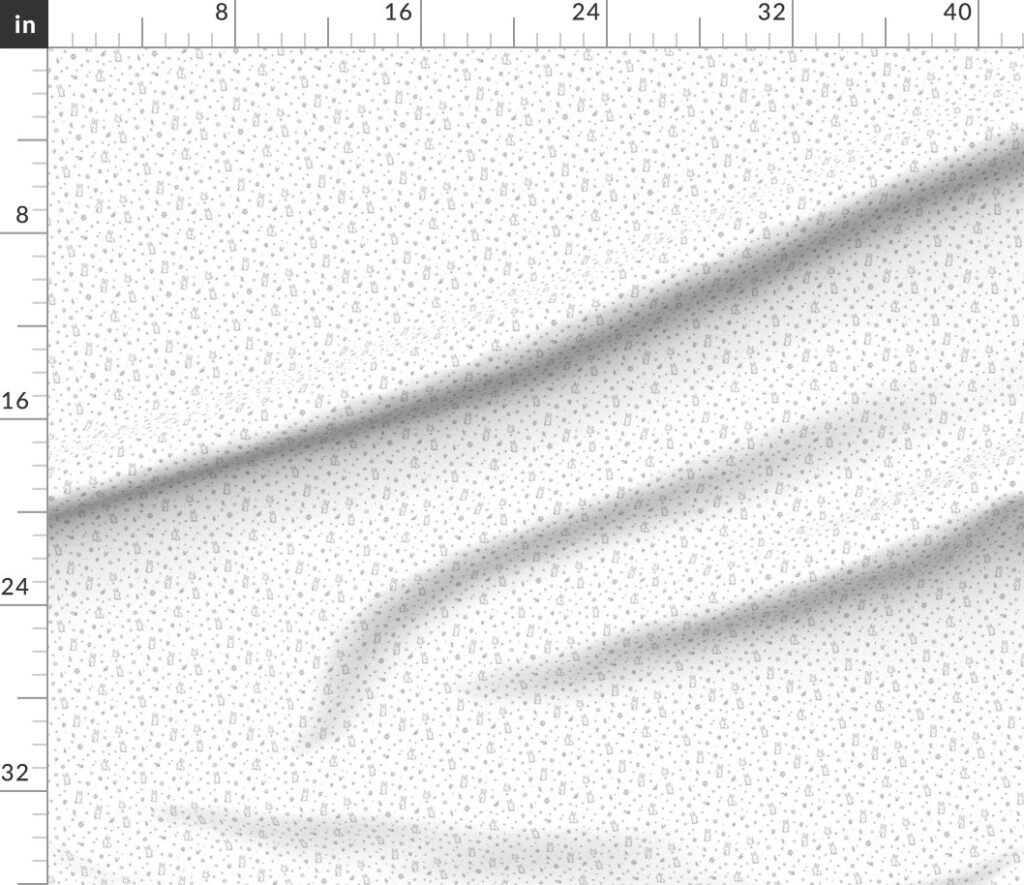 Minimal Black And White Bunny Doodle Pattern With Flowers Stars Hearts Fabric design