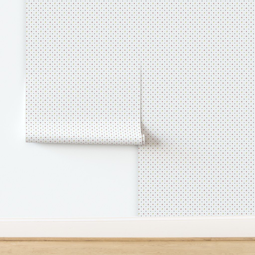 Minimal Fruit Doodle Pattern With Strawberries Lemons And Cherries Wallpaper design