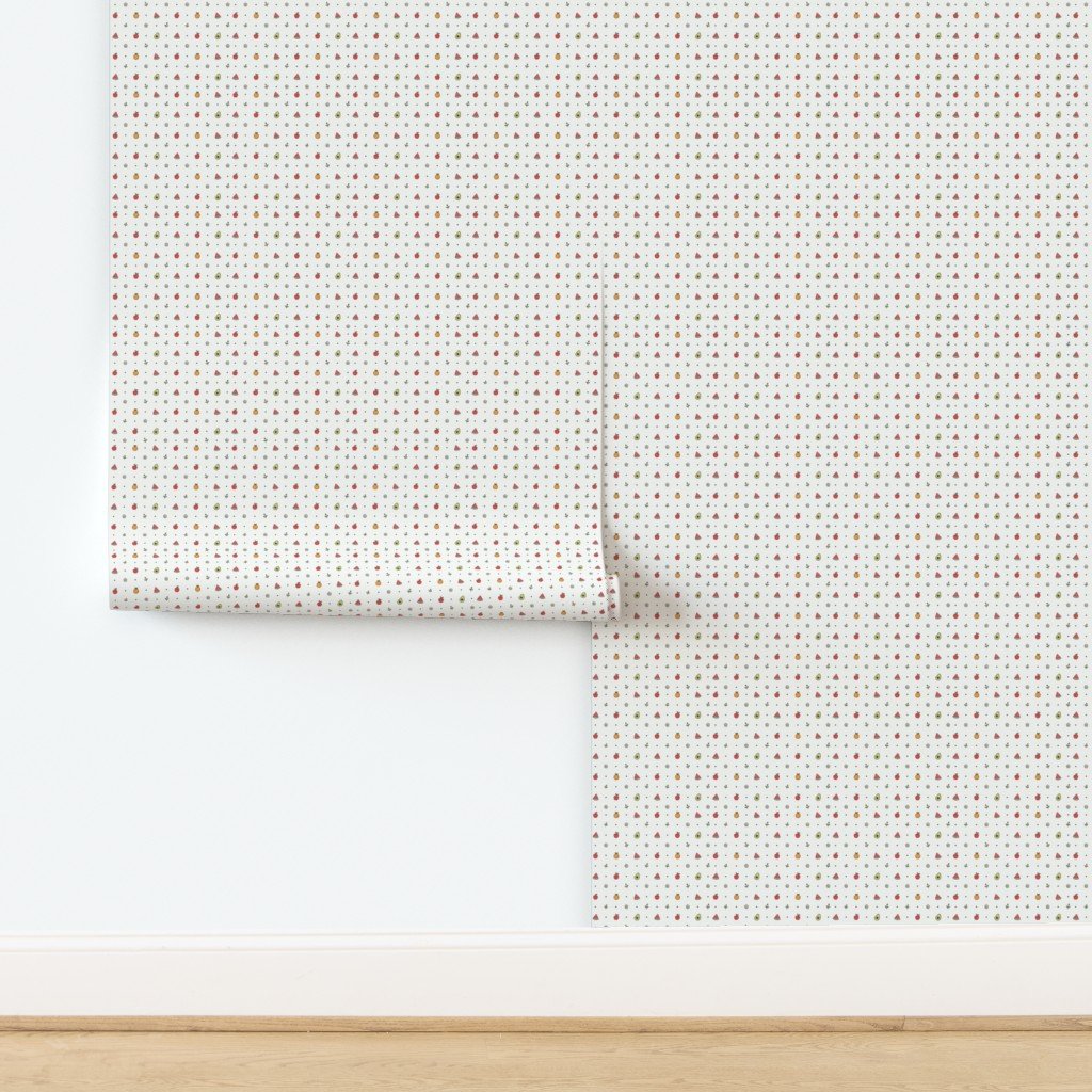 Minimal Fruit Doodle Pattern With Apples Oranges Watermelon Avocado W Wallpaper design