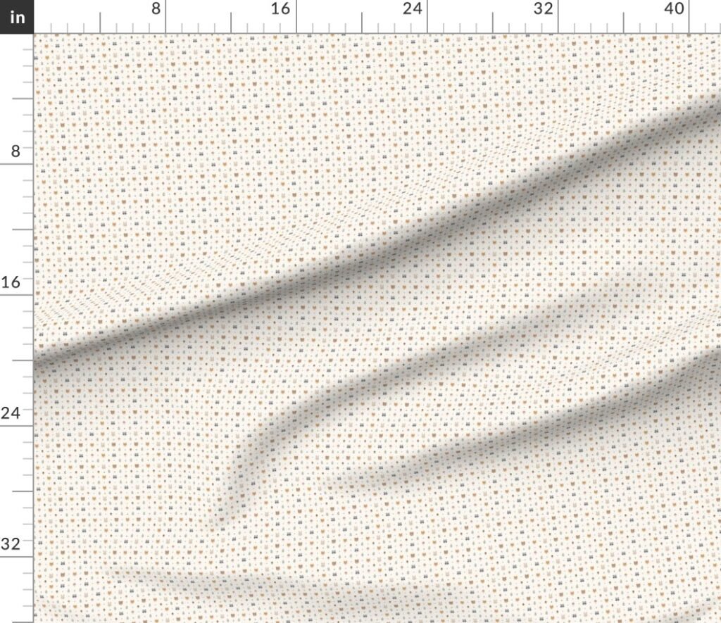 Woodland Animal Doodle Pattern With Bear Fox Bunny And Raccoon Fabric design