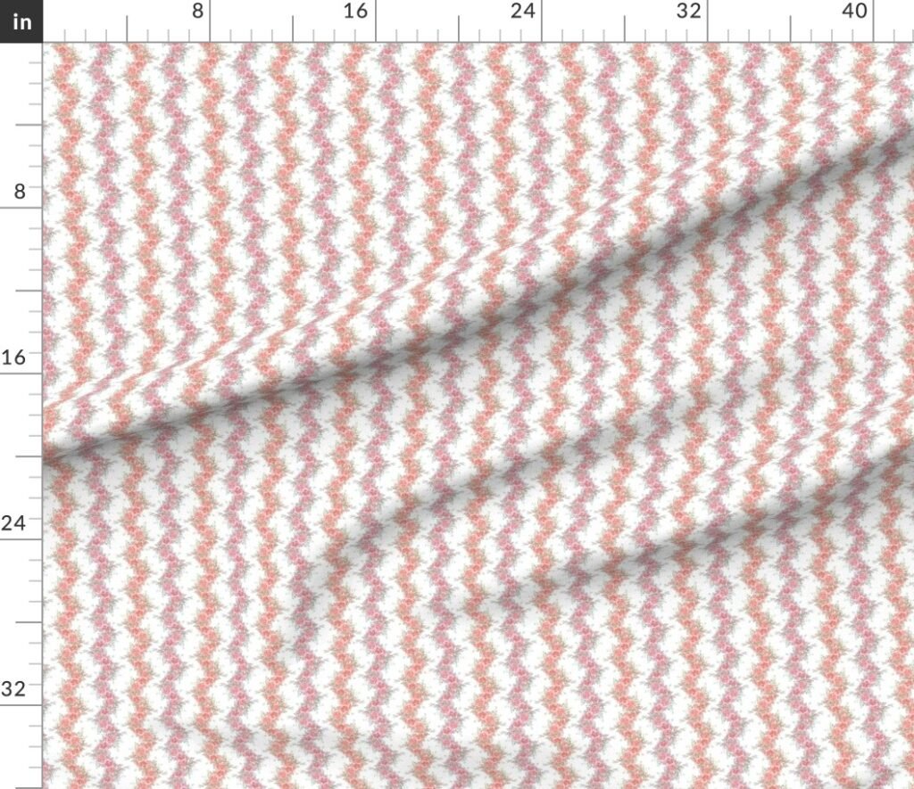 Vintage English Garden Tiny Two Tone Pink Rose Stripe Pattern on White F Fabric design