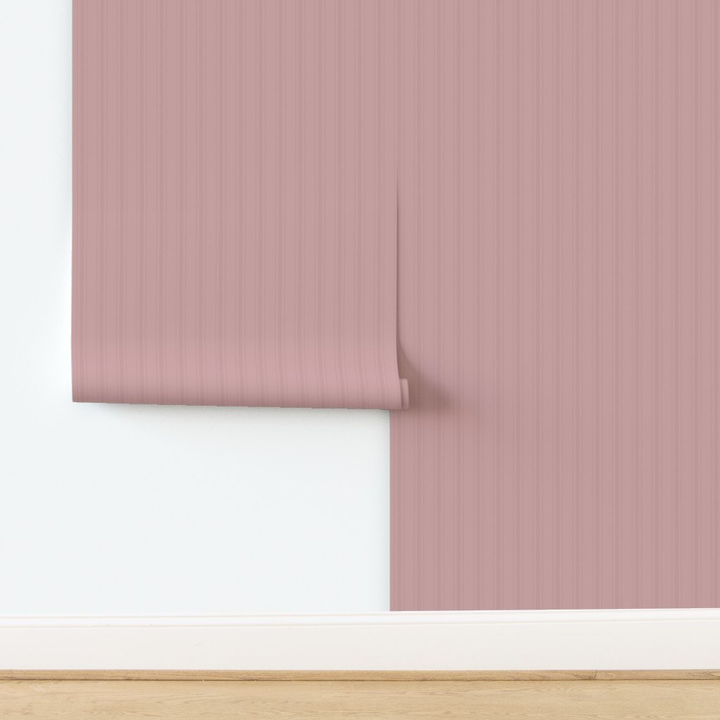 Tonal Dusty Rose Tailored Ticking Stripe Cottage Farmhouse Small Scal Wallpaper design