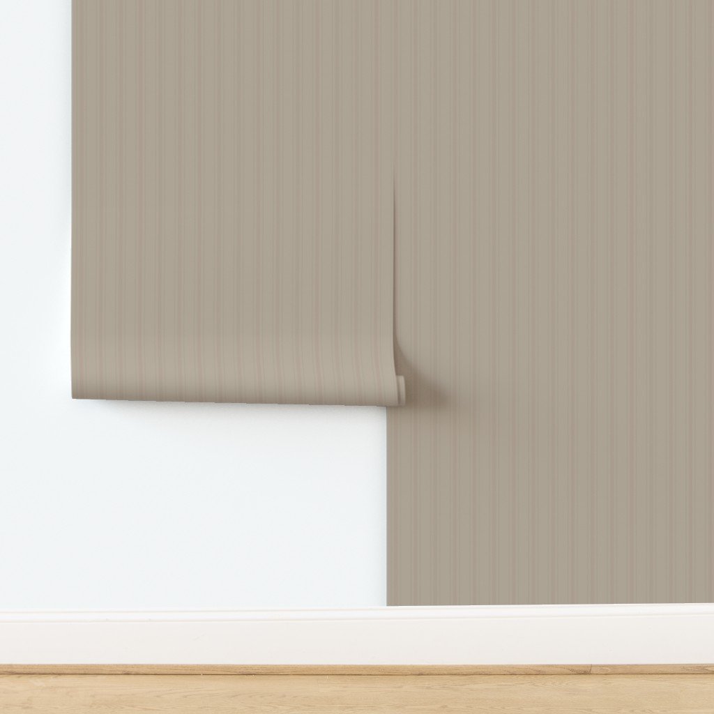 Tonal Taupe Tailored Ticking Stripe Cottage Farmhouse Small Scalee Wallpaper design