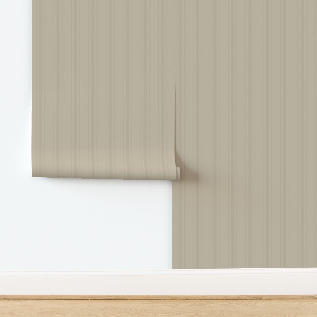 Tonal Mushroom Tailored Ticking Stripe Cottage Farmhouse Wide Stripe Wallpaper design