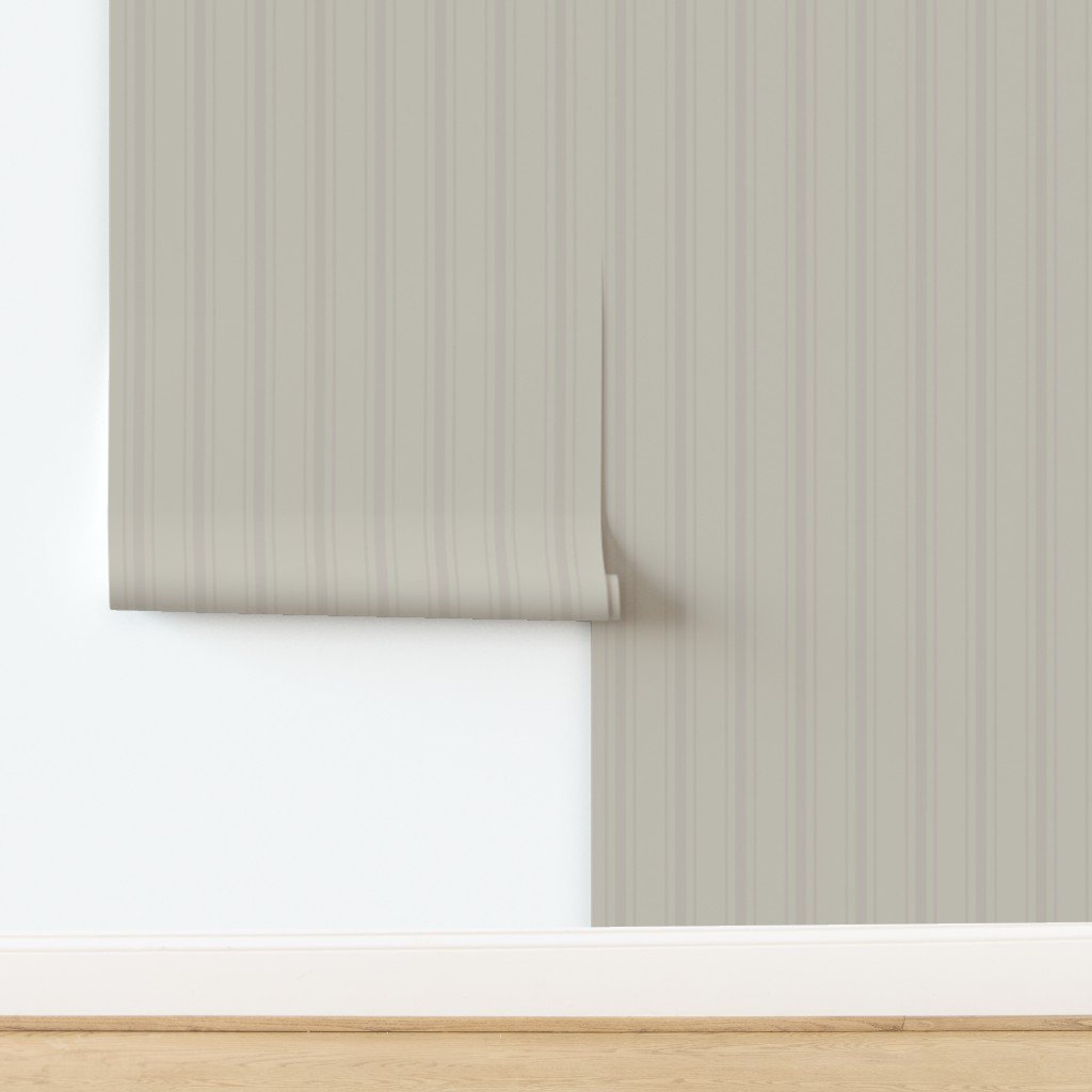 Tonal Greige Tailored Ticking Stripe Cottage Farmhouse Wide Stripe Wallpaper design