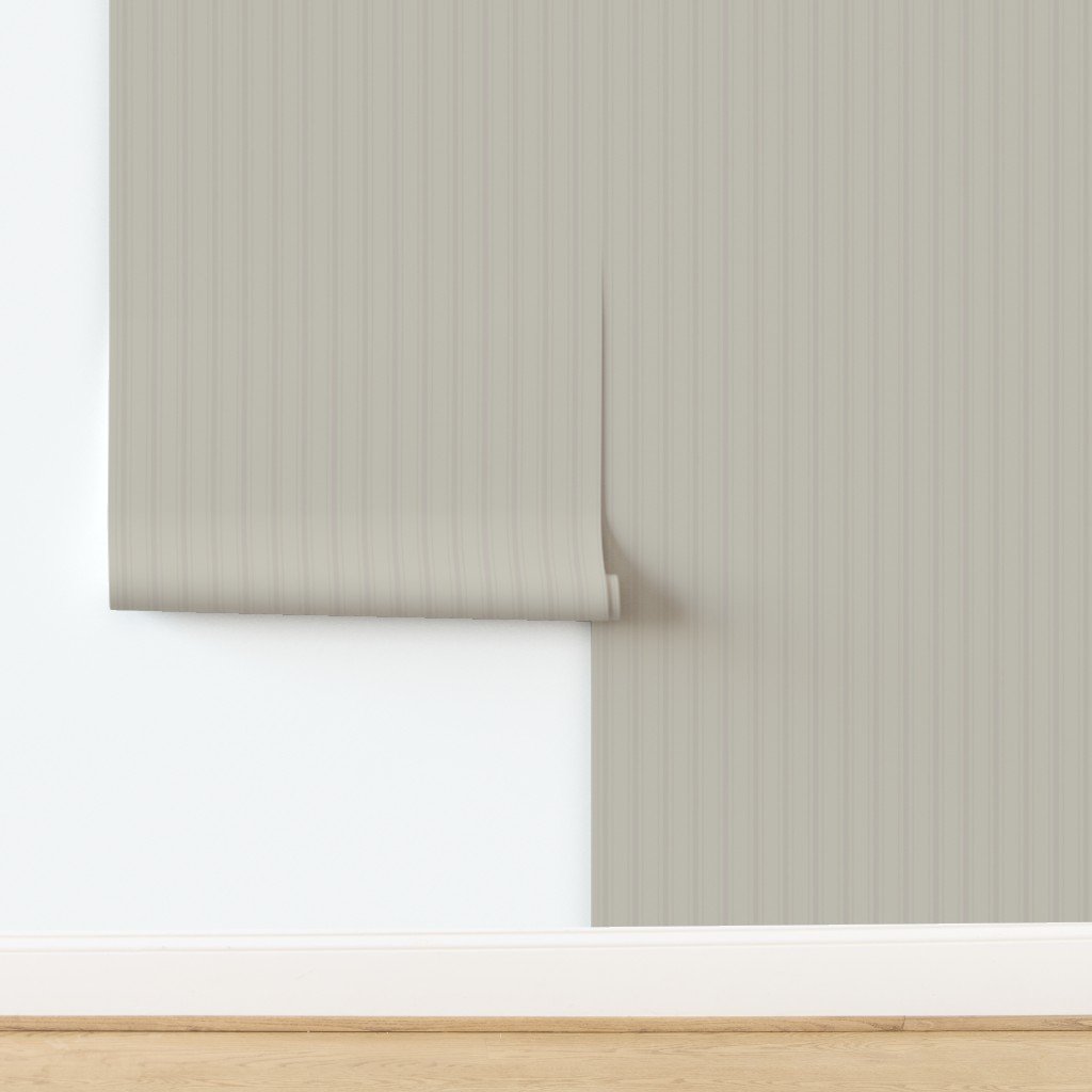 Tonal Greige Tailored Ticking Stripe Cottage Farmhouse Small Scale Wallpaper design