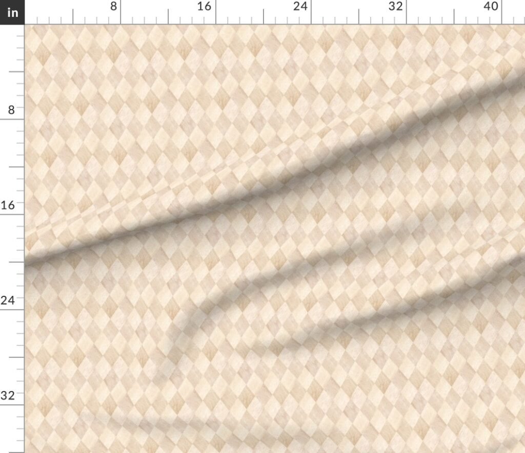 Small Light Beech and Oak Wood Harlequin Diamond Parquet Marquetry Pat Fabric design