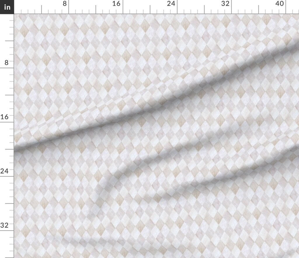 Small Light and Dark Beech and Oak Wood Harlequin Diamond Check Marquet Fabric design