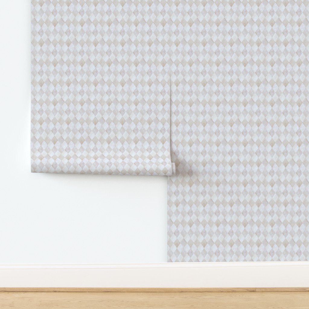 Small Light and Dark Beech and Oak Wood Harlequin Diamond Check Marquetry Wallpaper design