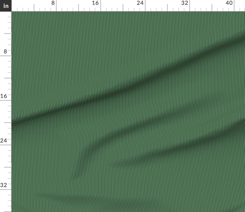 Classic White Pinstripe on Hunter Green Office Stripe Pattern Fabric design