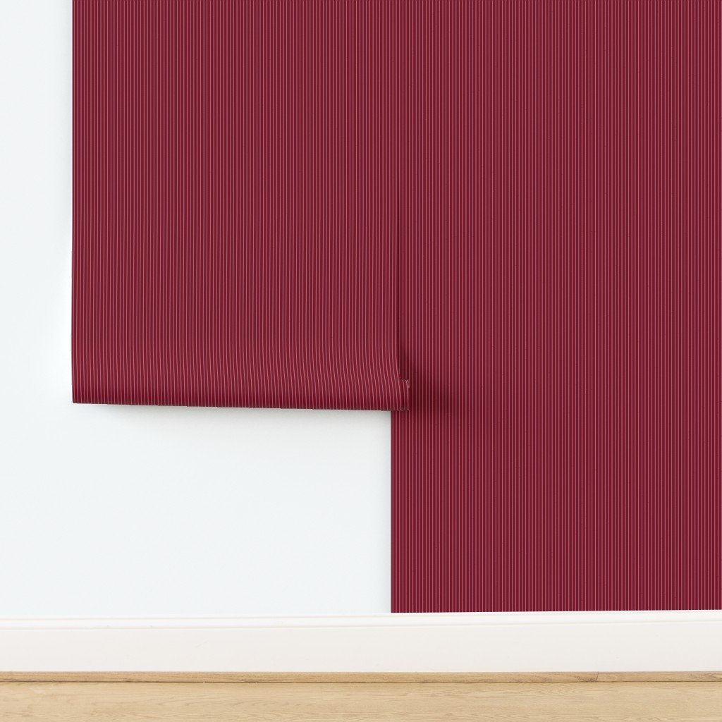 Classic White Pinstripe on Burgundy Office Stripe Pattern Wallpaper design