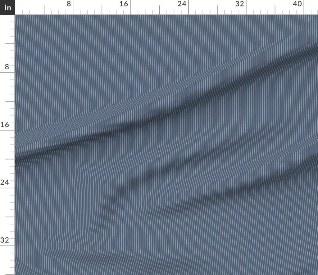 Classic White Pinstripe on Slate Blue Office Stripe Pattern Fabric design