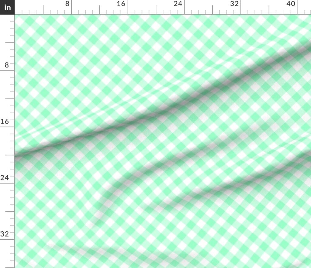 Mint Green Gingham Check Plaid Fabric design
